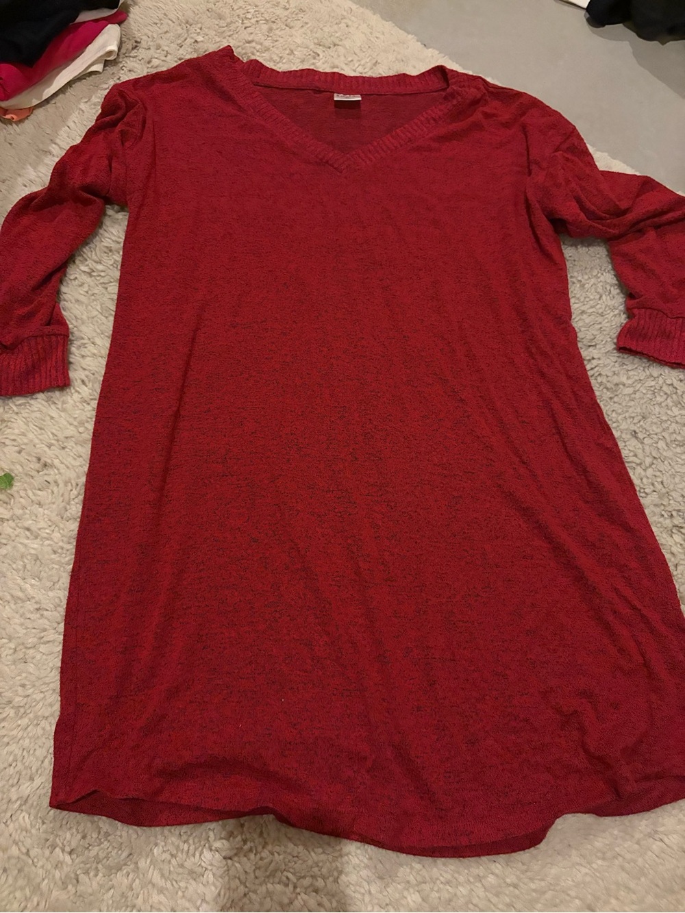Soma Red V-Neck Long Sleeve Tunic Sweater